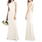After Six  Bow Neck Crepe Gown Ivory Halter Dress, Size 10 New with Tag Photo 0