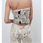 ZARA Newspaper Design Bustier Crop Top Photo 5