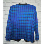 Leslie Fay Vintage plaid gingham blazer jacket blue office career size 12. Photo 4