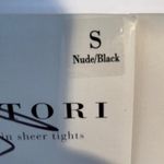 Natori  Marylin Sheer Tights Nude Black Size S Floral Detail Set of 2 Photo 5