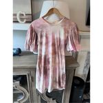 ALC Frank A.L.C. Jess Pink Cotton Puff Sleeve Crew Neck Tie Dye Mini Dress Size Small Photo 1