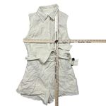 Lulus NWT  Women's Corbett Beige Gauzy Collared Belted Sleeveless Romper Size S Photo 4