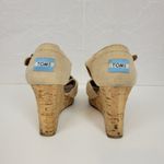 Toms  Sienna Womens Sandals Size 9 Cream Canvas‎ Crisscross Open Toe Cork Wedge Photo 3