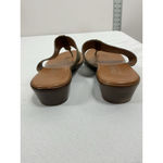 Italian Shoemakers Womans Italian Shoe Makers Slipon Thong Sandals 10 Brown Wedge Heel Rhinestones Photo 4