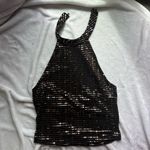 Blashe iridescent black and rose gold open upper back Halter Top White Size M Photo 1