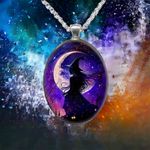 1pc Oval‎ Painted Witch Moon Avatar Pendant Necklace Silver Plated Accessories Silver Photo 4