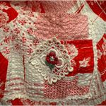 American Vintage Vintage Ruffled Prairie Apron style red white floral patchwork dress size XS Photo 11