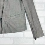 DKNY Jeans Jacket Women Large Gray Faux Suede Polyester Long Sleeve Clipside Zip Photo 3