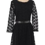 Joie  Black Baronessa Leather Waist Lace Fit and Flare Mini Dress Large Photo 0