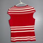 Pierre Cardin Vintage Red-White Stripe Sleeveless Round Neck Sweater Knit Top L Photo 7