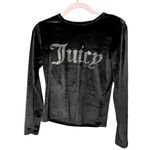 Juicy Couture  Black Velvet Feeling Material Embellished Long Sleeve Top Sz Small Photo 0