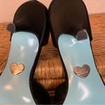 Betsey Johnson Blue by Black Satin Low Heel Peep Toe Jeweled Size 8 Photo 7