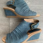 Earth Adina Moroccan Blue Suede Ruched Sling Back Peep Toe Wedge Sandals Size undefined Photo 10