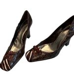 Kenneth Cole Vintage 90’s ’ Square Toe High Heel Croc N Roll Leather Pumps, Sz 7 Photo 2