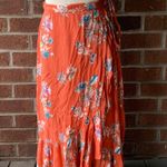 Floral Wrap Skirt Orange Size M Photo 0