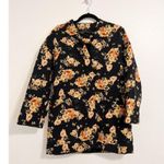 ZARA Quilted Floral Long Open Black Coat XS Photo 2