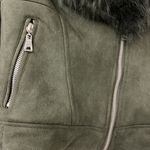 Molly Bracken NWOT - olive green suede feel moto coat w/ removable faux fur - XS Photo 7