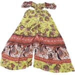 Free People Jumpsuit Womens Medium Bali Citrus Skies Boho Floral Wide Leg Photo 5