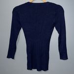 New York & Company size XS dark blue ribbed lace up v Photo 9