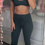 SKIMS NikeSKIMS MATTE SHAPING SCOOP BRA AND FOOTSIE GRIP DARK TEAL LEGGINGS SET Photo 0