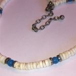 Off White Puka Shell Blue Moon Glow Beaded Boho Retro Necklace Photo 1