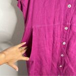 Vintage Linen Button Down Midi Dress Fuchsia Size 12 Purple Photo 3
