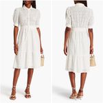 Ba&sh Selya Broderie Anglaise Cotton Midi Shirt Dress in White Photo 9