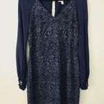 Lilly Pulitzer Carleigh Tunic Geo Lace True Navy Bamboo Shift Dress Women Size 6 Photo 2