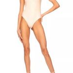 Susana Monaco  Vegan‎ Leather Thong Bodysuit M Women’s - Blanched Almond $148 Photo 0