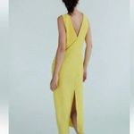 ZARA NWOT   Center Ruched Detail V-Neck Wide Straps Yellow Midi Dress Photo 7