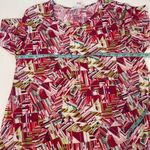 LuLaRoe  Abstract High Low Short Sleeve Dress Round Neck Sz Sm Stretch Polyester Photo 8