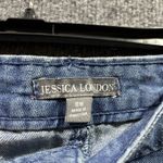 Jessica London Pencil Skirt Womens 18W Blue Denim Cotton Back Slit Everyday Wear Photo 2