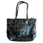 Coach Signature Stitch C Black Patent Leather Tote Bag, F19198 Photo 0