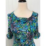 Lilly Pulitzer Blanca Rehearsal Dress Floral Print Blue Green Midi Silk Medium Photo 3