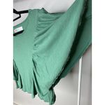 Free People  FP Beach Women's Small Ruffle T-Shirt Top Green Boxy Boho Flutter Photo 1