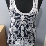 Blue lacy sheer tank top Photo 0