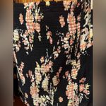Free People Black Floral Print Keyhole Neck Boho Peasant Hilary Top Size Small Photo 14
