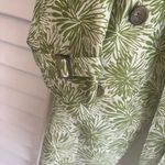 Lands' End Green And White Floral Trench Coat Size Medium Photo 5