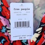Free People NWT Womens small short sleeve Black red Combo Floral Dress Photo 8