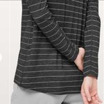 Lululemon  Emerald Long Sleeve Short Serve Stripe Heathered Black White Size 12df Photo 6