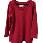 Avenue Knit Studio Red Ruched Shoulder Long Sleeve Lightweight Sweatshirt 18 20 Photo 2