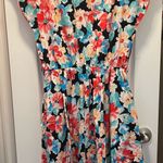 Vintage Floral Cap Sleeve Dress | Women’s Size 10 Red Photo 1