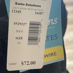 Swim Solutions Women's Blue/White Lacy Affair Split Front Tankini Swim Top sz 10 Blue Photo 3