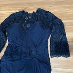 Formal Navy Blue Dress with Lace Sleeves Boned Bodice Size 8/10 Photo 1