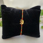 18k Gold Stainless Steel Dainty Elephant Chain Bracelet Red Photo 0
