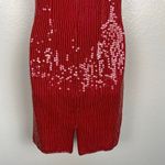 Vintage Red Sequin Beaded Cap Sleeve Mini Shift Dress Holiday Christmas Small Photo 8