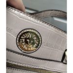 Anne Klein Faux Leather Bag Beige Neutral Handbag Gold Tone Hardware Purse Photo 1