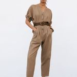 ZARA Linen Brown Jumpsuit Romper  Photo 8