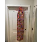 Alice + Olivia  Cyrus Jumpsuit Womens 6 Orange Floral Halter Wide Leg Tropical Photo 1