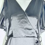 None black satin wrap-style dress Photo 2